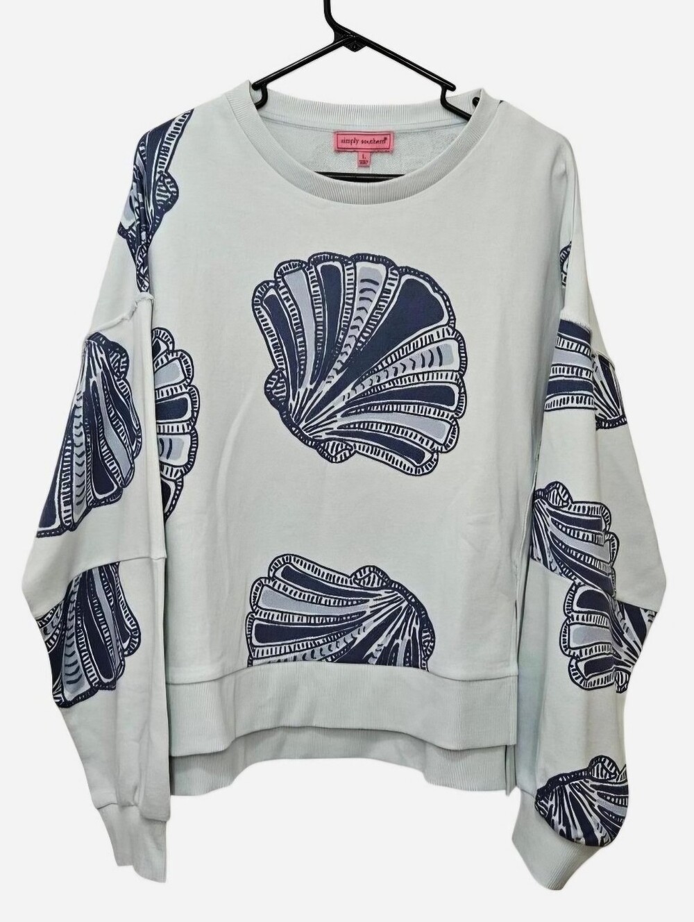Simply Southern Blue Long Sleeve Pullover Sweatshirt with Shells Size Large